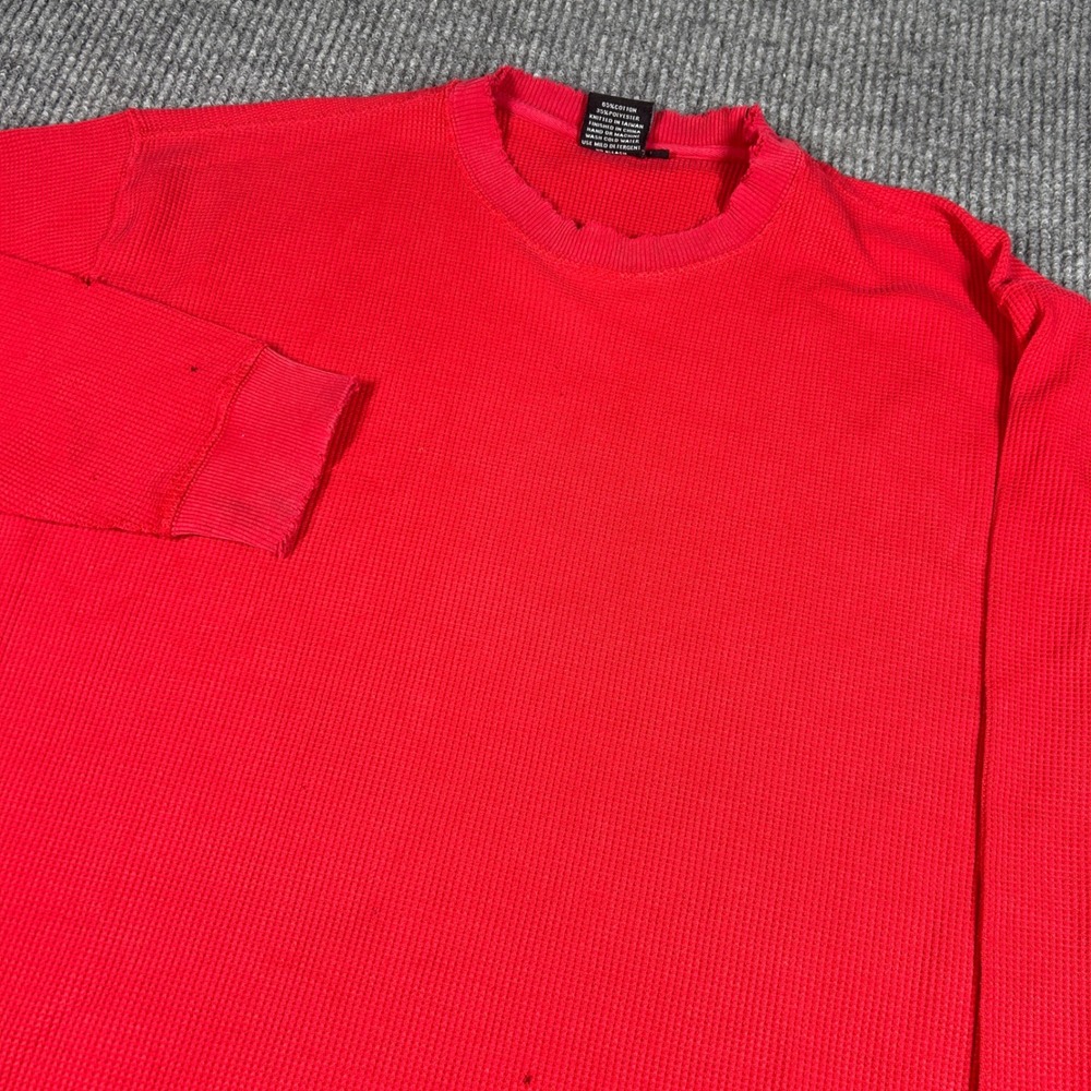 Vintage Access Shirt Men's 2XL Red Waffle Knit Thermal Distressed Y2K Streetwear